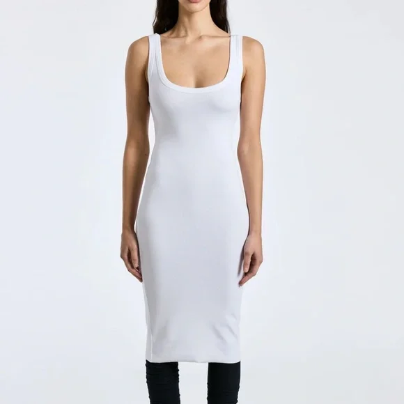 white christmas dresses Cotton Citizen Verona Womens Ribbed Knee Midi Dress, Mauve Sky Cast main image 0